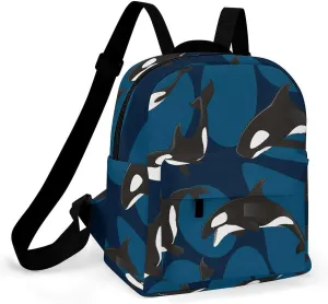 Ocean Orca Killer Whale Casual Women's Backpack, Lightweight, Waterproof, Versatile Daily Bag