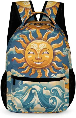 Ocean Sunrise Faces Travel Backpack Cute Laptop Bag Aesthetic Campus Backpack Casual Daypack