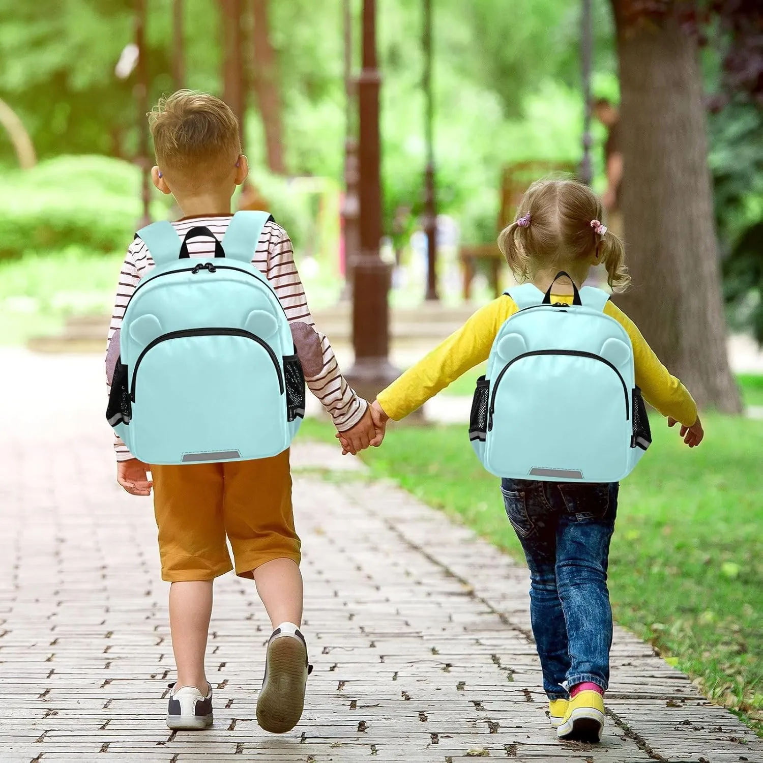 ODAWA Children's Leash Backpacks Pale Turquoise Kid Backpacks, Toddler Schoolbags for Boys and Girls