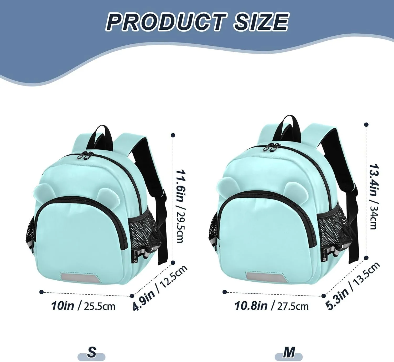 ODAWA Children's Leash Backpacks Pale Turquoise Kid Backpacks, Toddler Schoolbags for Boys and Girls