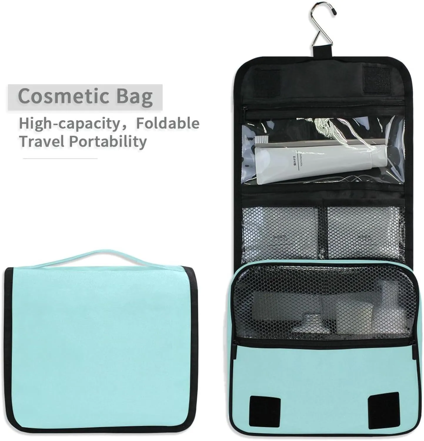ODAWA Toiletry Bag Pale Turquoise Hanging Cosmetic Toiletry Bag Cosmetic Travel Toiletry Organizer for Women