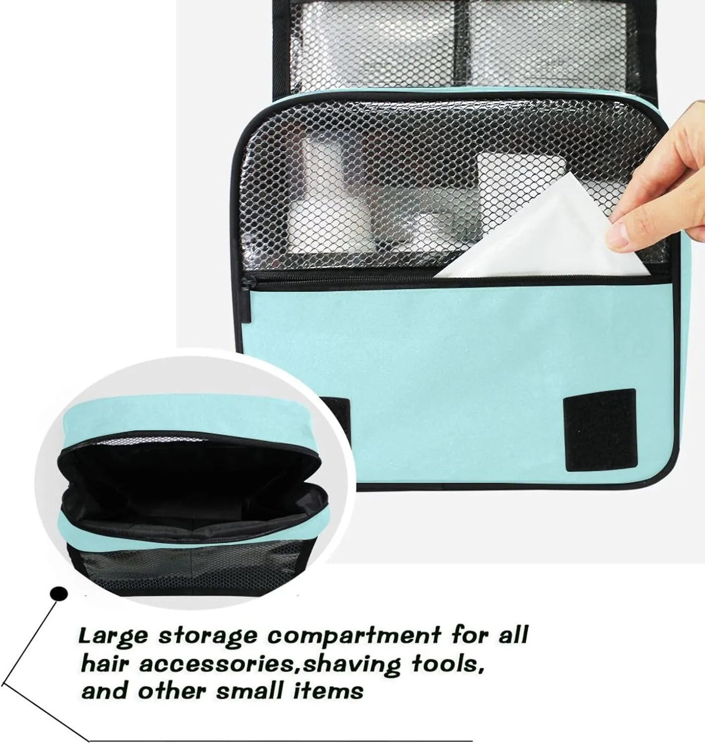 ODAWA Toiletry Bag Pale Turquoise Hanging Cosmetic Toiletry Bag Cosmetic Travel Toiletry Organizer for Women