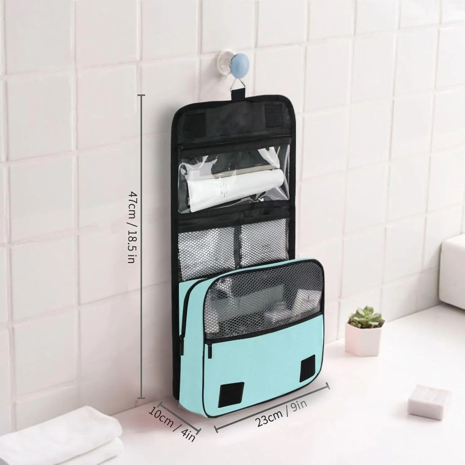 ODAWA Toiletry Bag Pale Turquoise Hanging Cosmetic Toiletry Bag Cosmetic Travel Toiletry Organizer for Women