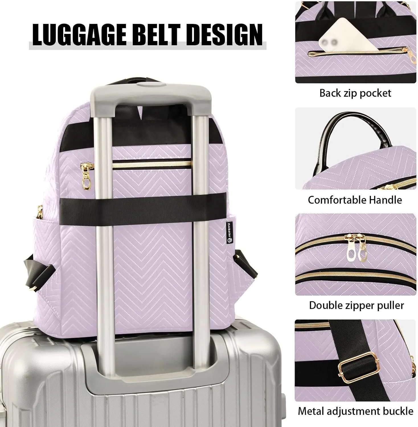 ODAWA Travel Backpack Women, Pail Lilac Anti-theft Casual Shoulder Bag Light Weight Backpacks for Travel