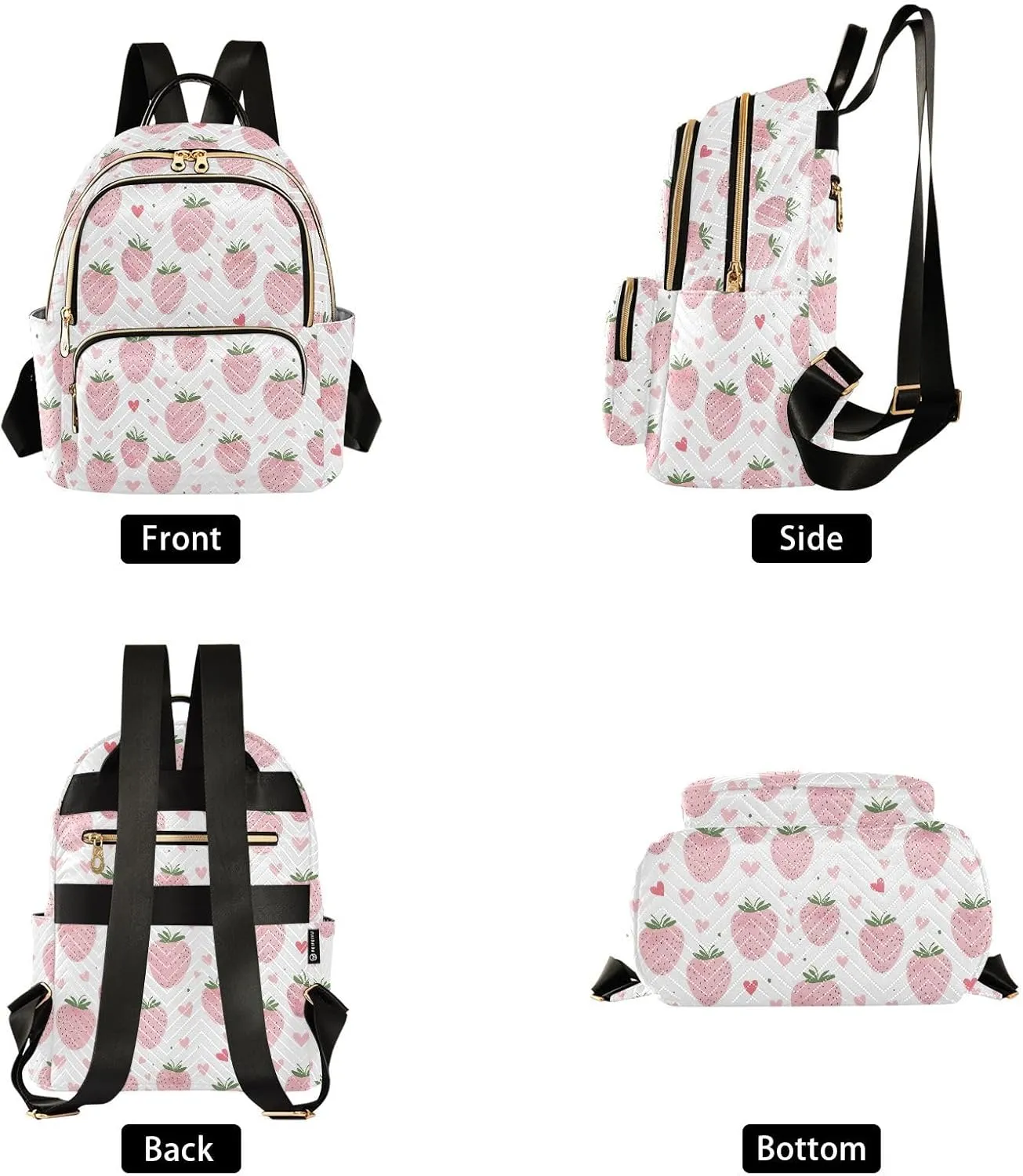 ODAWA Women Backpacks for Traveling, Pink Strawberries Ladies Shoulder Bags Travel Lightweight Backpack