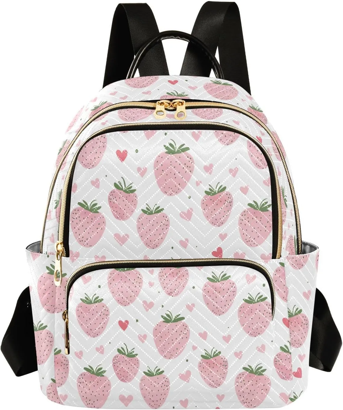 ODAWA Women Backpacks for Traveling, Pink Strawberries Ladies Shoulder Bags Travel Lightweight Backpack