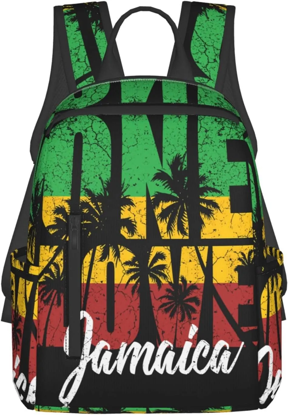 One Loves Jamaican Rasta Reggae Palm Trees Casual Backpacks Laptop Backpack Outdoor Travel Rucksack Sport Carry-On Daypack Lightweight Bag with Multi-Pockets