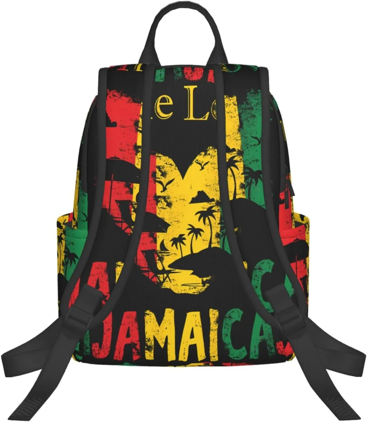 One Loves Jamaican Rasta Reggae Seaside Vacation Casual Backpacks Laptop Backpack Outdoor Travel Rucksack Sport Carry-On Daypack Lightweight Bag with Multi-Pockets