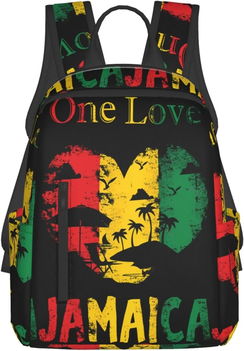 One Loves Jamaican Rasta Reggae Seaside Vacation Casual Backpacks Laptop Backpack Outdoor Travel Rucksack Sport Carry-On Daypack Lightweight Bag with Multi-Pockets