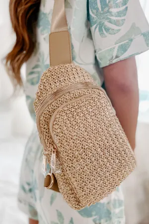 Open To Adventure Straw Sling Bag (Natural)