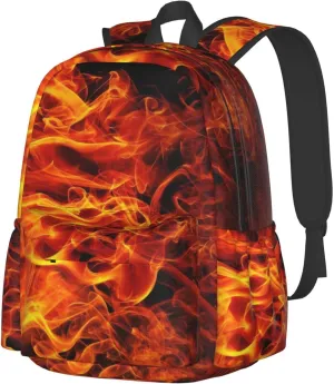 Orange Red Fire Flame Backpacks 15 Inch Laptop Backpack Multipurpose Double Shoulder Bag for Men Women Gifts