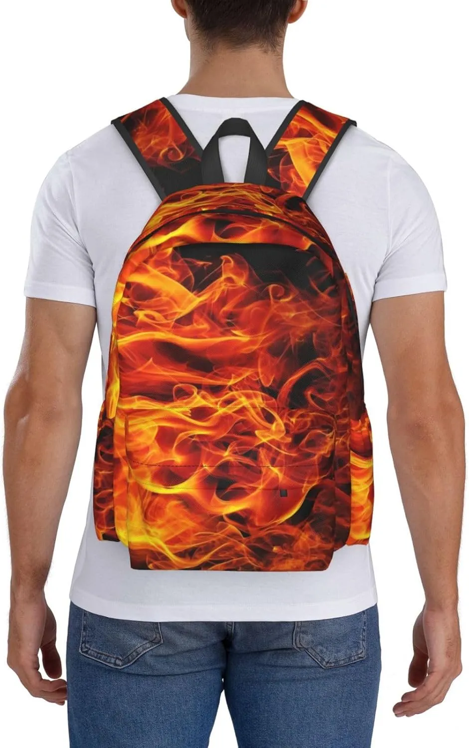 Orange Red Fire Flame Backpacks 15 Inch Laptop Backpack Multipurpose Double Shoulder Bag for Men Women Gifts