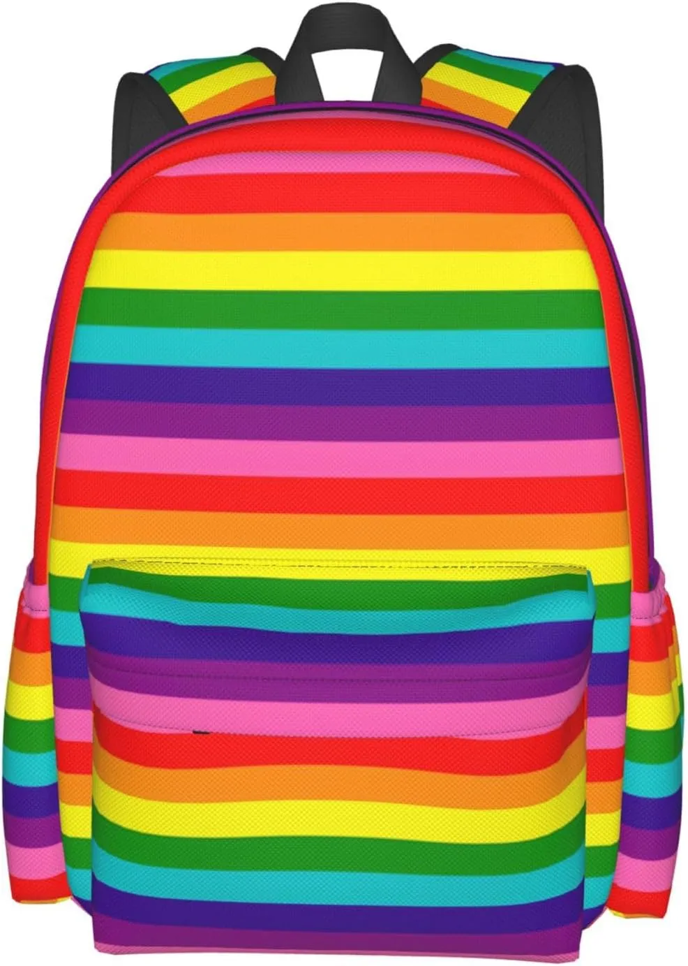 Original Rainbow Gay Pride Flag 17 Inch Casual Backpack Laptop Backpacks Travel Back Pack Large Camping Rucksack Hiking Daypack Lightweight Double Shoulder Bag