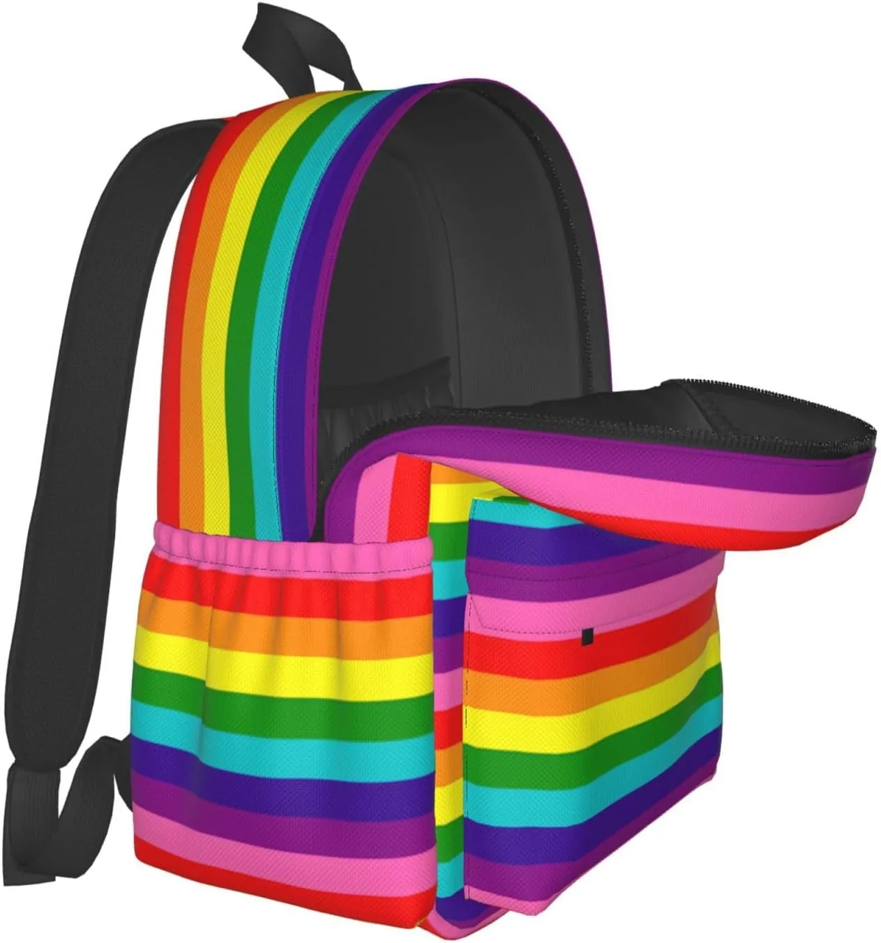 Original Rainbow Gay Pride Flag 17 Inch Casual Backpack Laptop Backpacks Travel Back Pack Large Camping Rucksack Hiking Daypack Lightweight Double Shoulder Bag