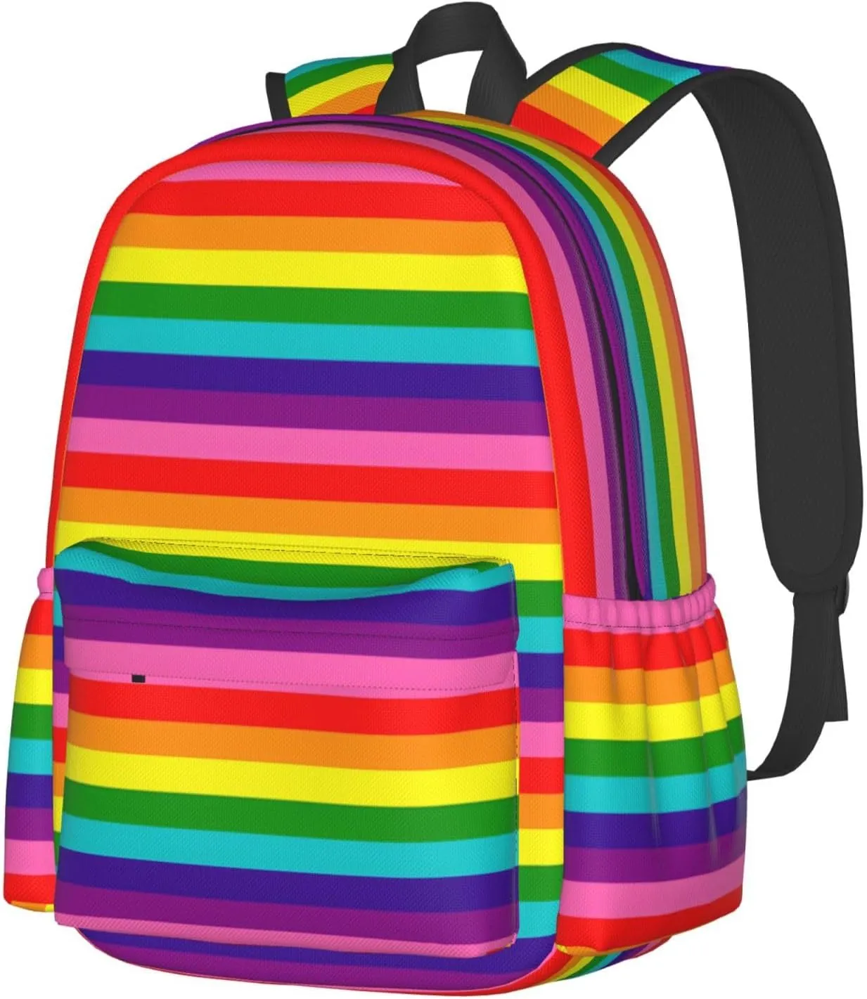 Original Rainbow Gay Pride Flag 17 Inch Casual Backpack Laptop Backpacks Travel Back Pack Large Camping Rucksack Hiking Daypack Lightweight Double Shoulder Bag