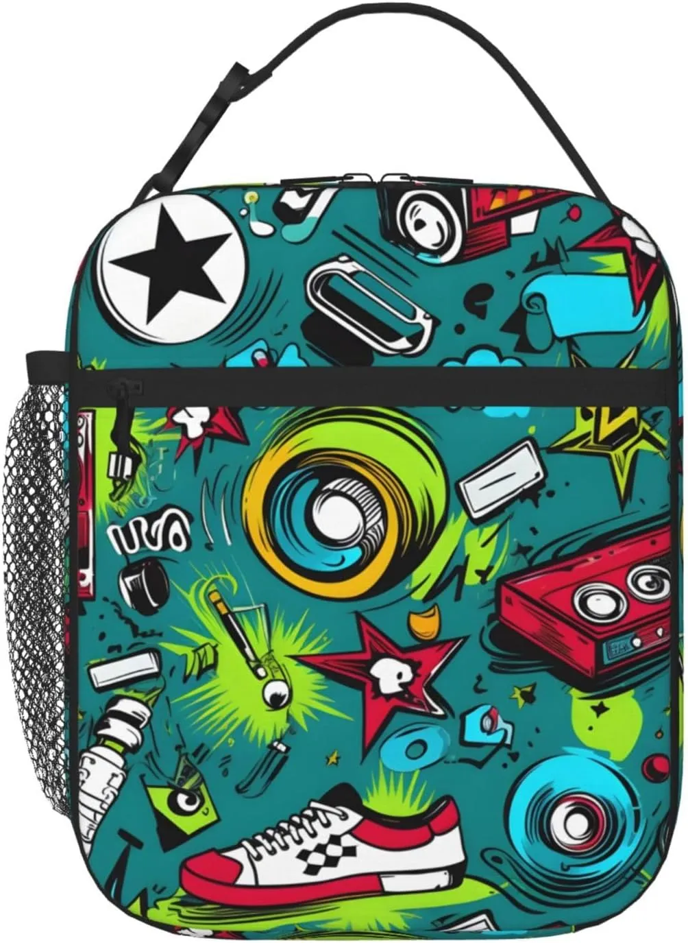 OSAM SPACE Graffiti Encyclopedia Lunch Box For Women Lunch Bag Insulated Leakproof Lunch Box Tote Bag Cooler Lunch Organizer For Work Picnic Travel Camping