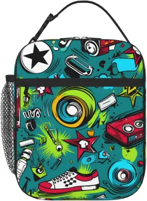 OSAM SPACE Graffiti Encyclopedia Lunch Box For Women Lunch Bag Insulated Leakproof Lunch Box Tote Bag Cooler Lunch Organizer For Work Picnic Travel Camping