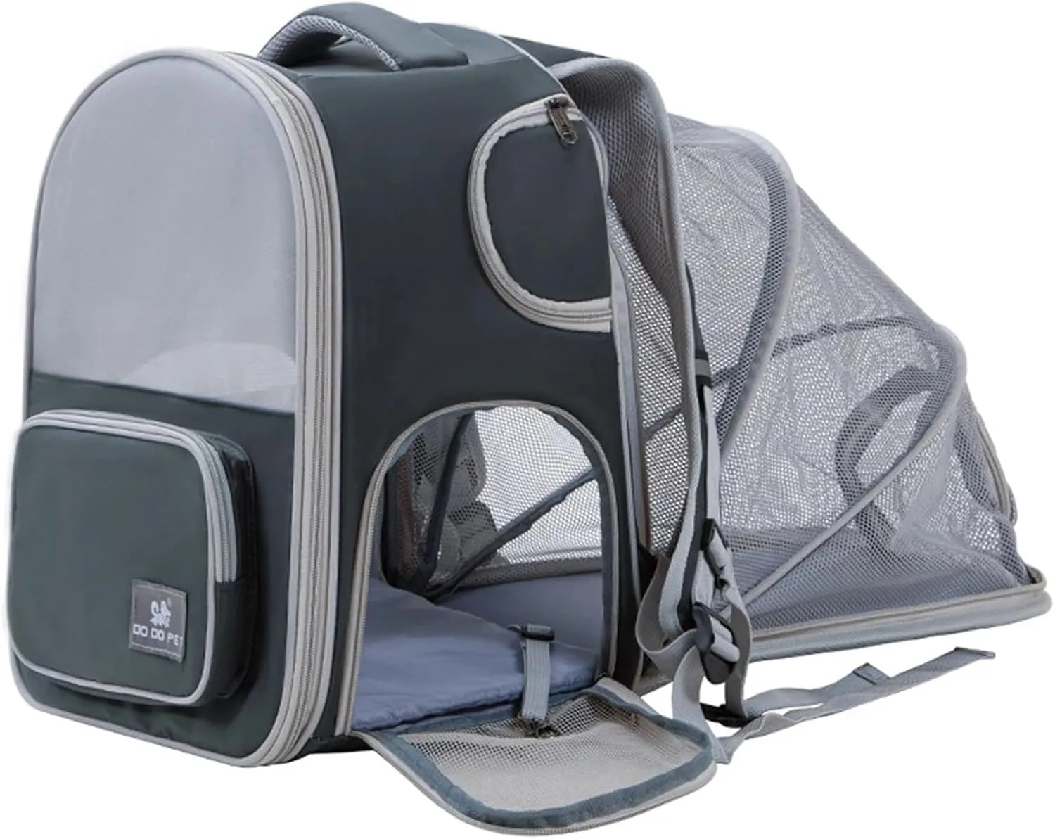 Outdoor Portable Breathable Shoulder Backpack Handheld Pet Bag Expandable Cat Dog Backpack(DarkGreen)