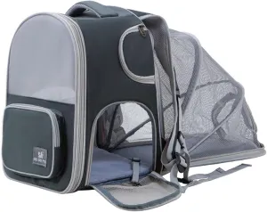 Outdoor Portable Breathable Shoulder Backpack Handheld Pet Bag Expandable Cat Dog Backpack(DarkGreen)