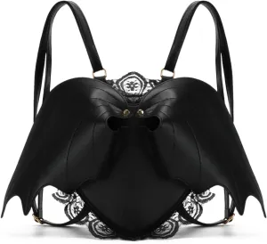 Oweisong Women Halloween Purse Bat Wing Goth Handbags Black Gothic Backpack Leather Spider Web Crossbody Shoulder Bag