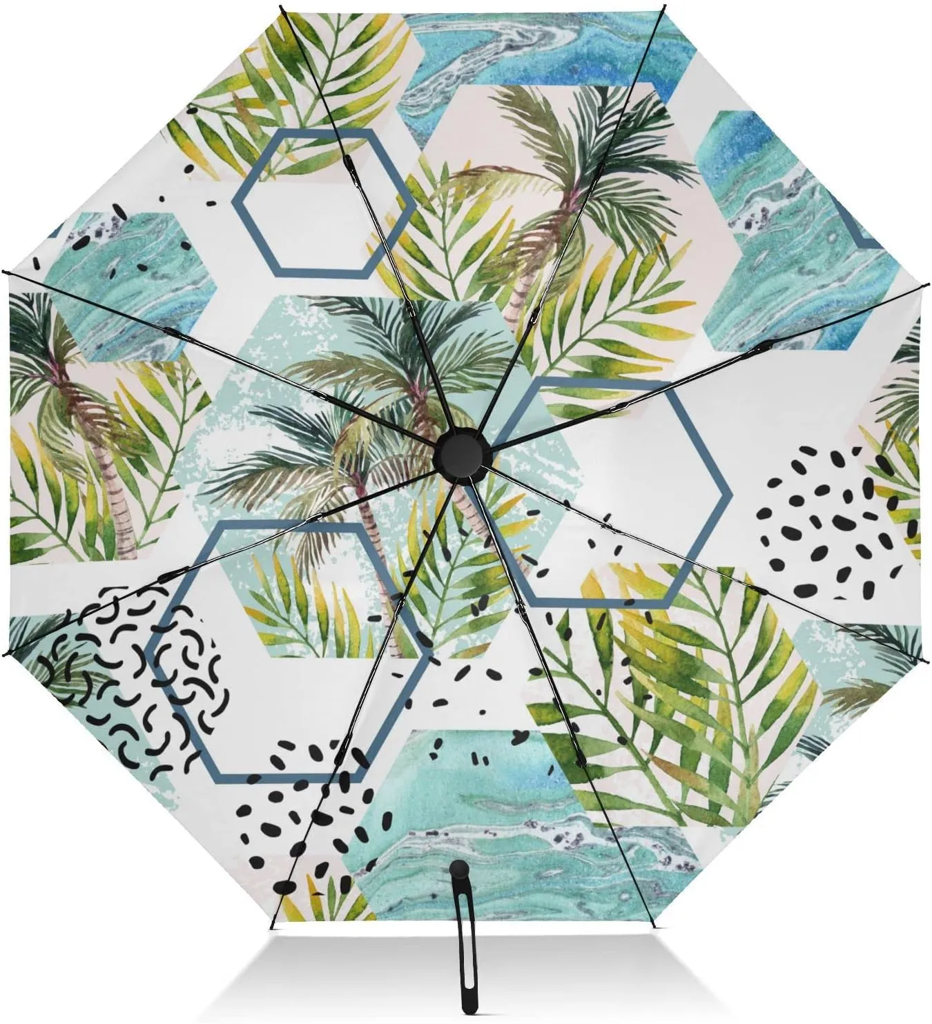 Oyihfvs Automatic Umbrella, Folding Umbrella Reinforced Anti-UV Sun rain Auto Open/Close