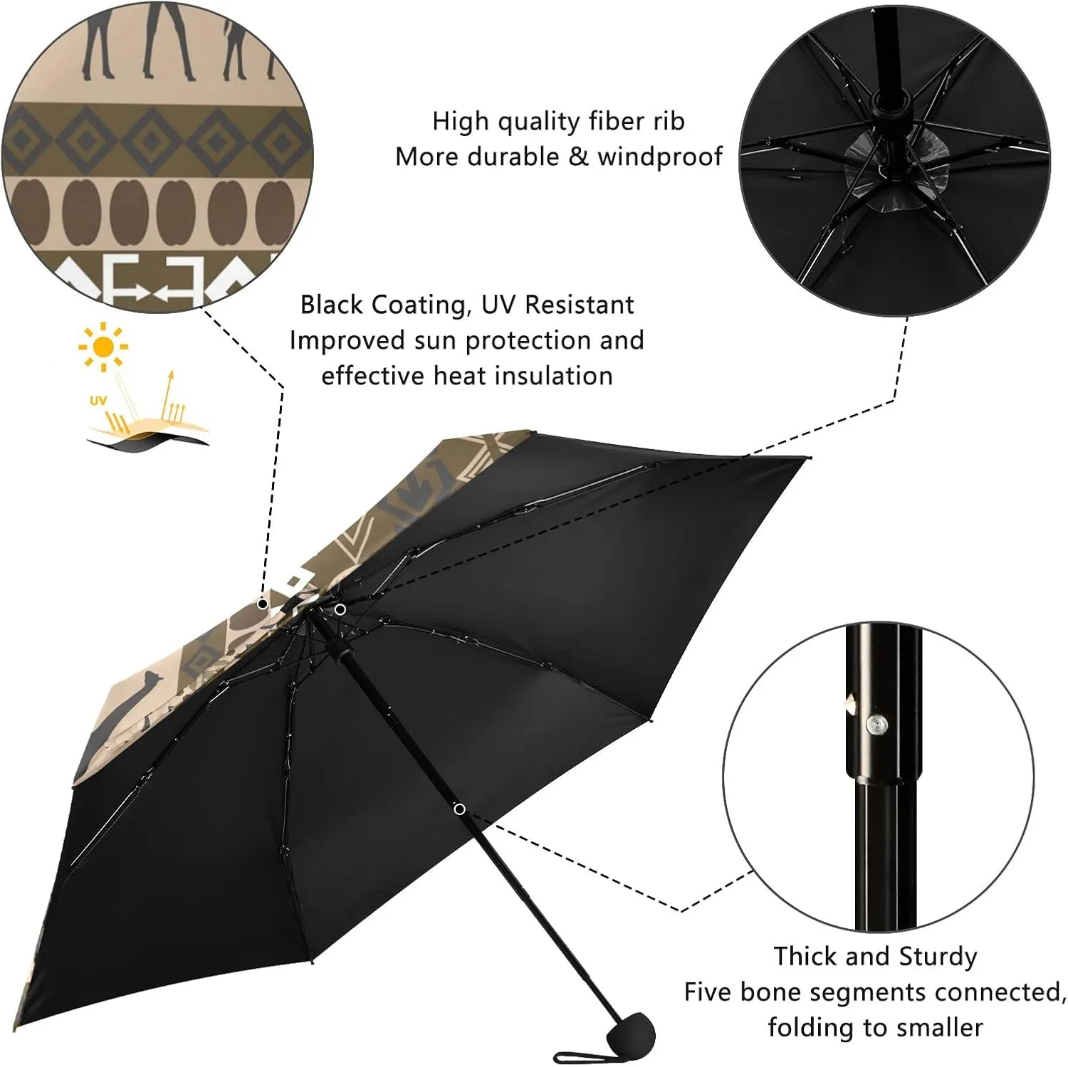 Oyihfvs Parasol Folding Umbrella, Reinforced Windproof Waterproof, Portable Compact Anti-UV Sun Rain Protection for Travel Outdoor