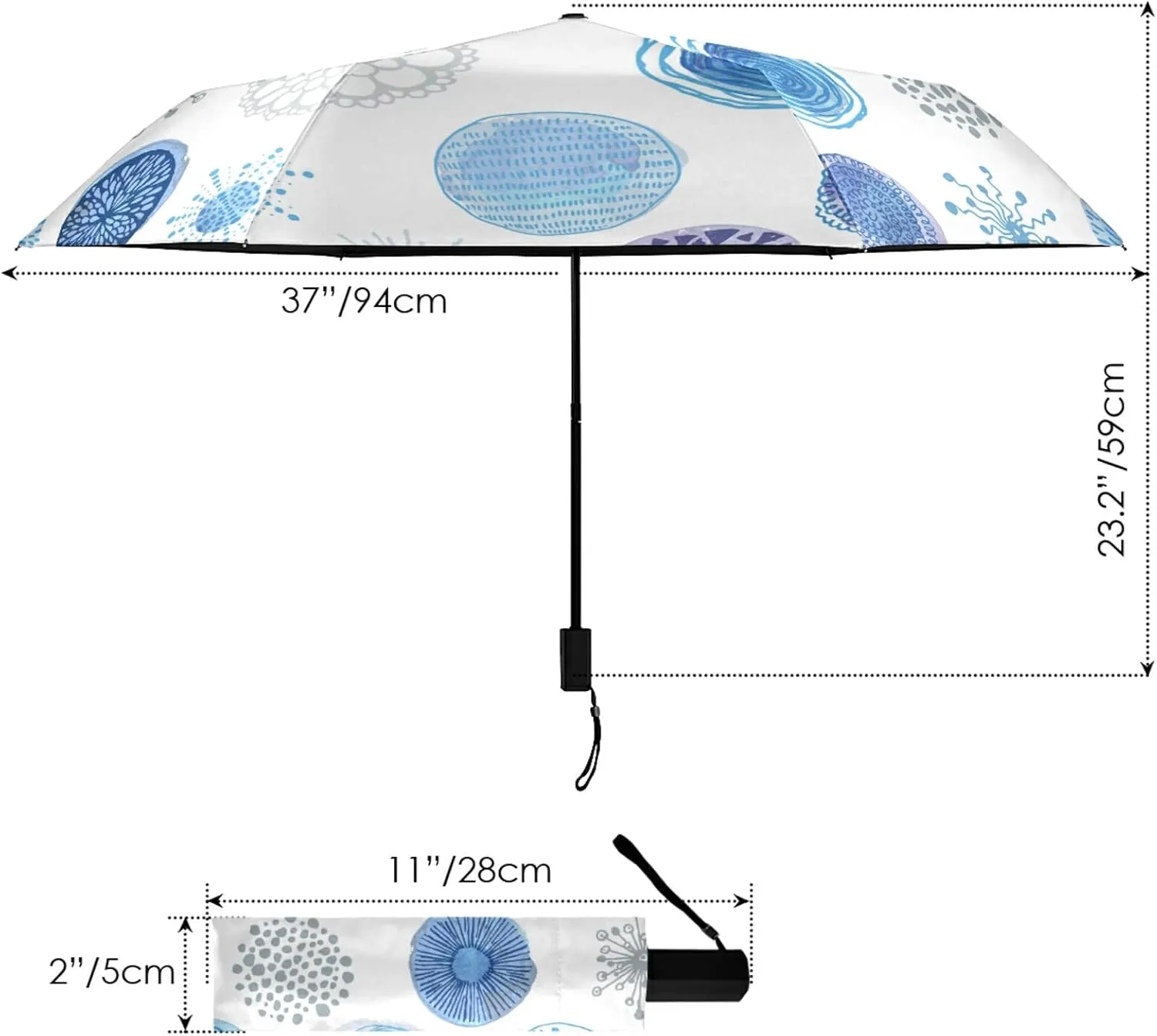 Oyihfvs Parasol Folding Umbrella, Reinforced Windproof Waterproof, Portable Compact Anti-UV Sun Rain Protection for Travel Outdoor