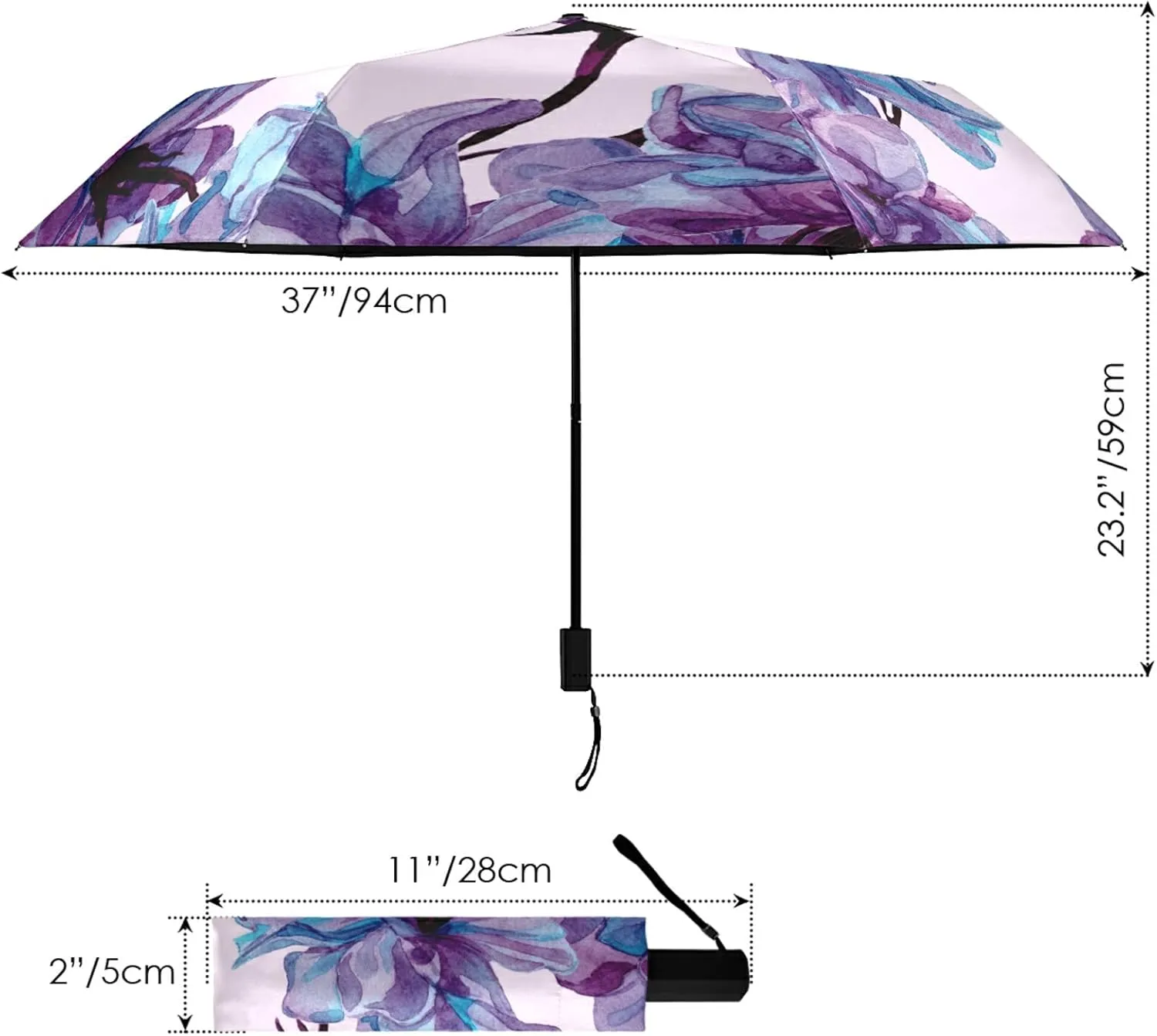 Oyihfvs Parasol Folding Umbrella, Reinforced Windproof Waterproof, Portable Compact Anti-UV Sun Rain Protection for Travel Outdoor