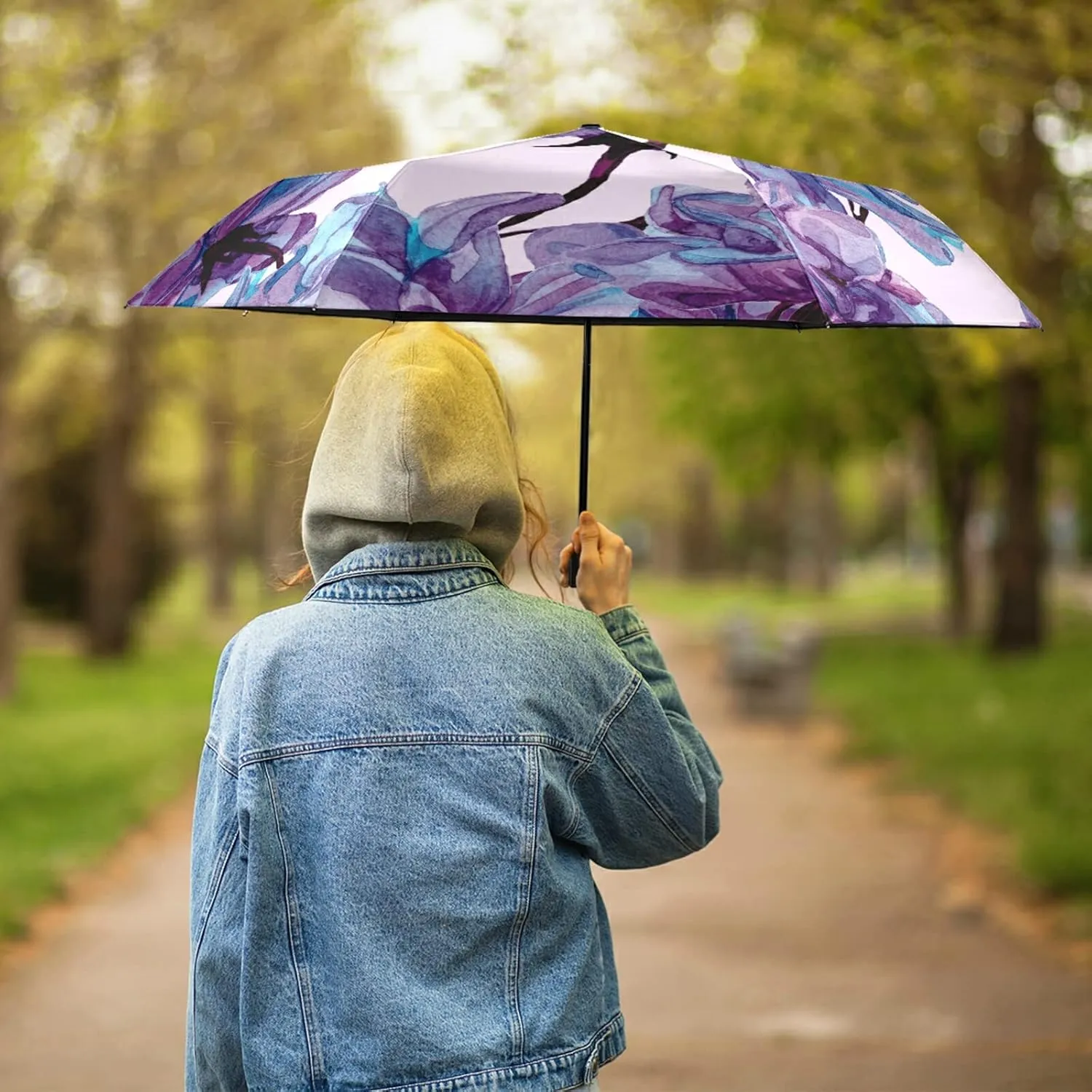 Oyihfvs Parasol Folding Umbrella, Reinforced Windproof Waterproof, Portable Compact Anti-UV Sun Rain Protection for Travel Outdoor