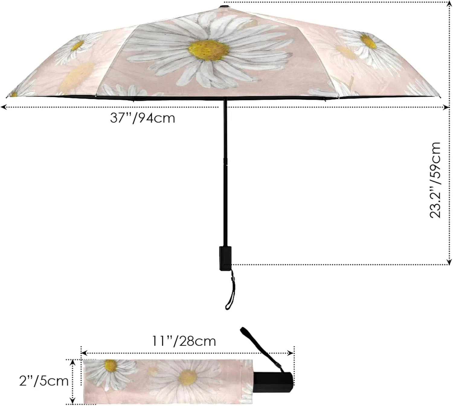 Oyihfvs Parasol Folding Umbrella, Reinforced Windproof Waterproof, Portable Compact Anti-UV Sun Rain Protection for Travel Outdoor