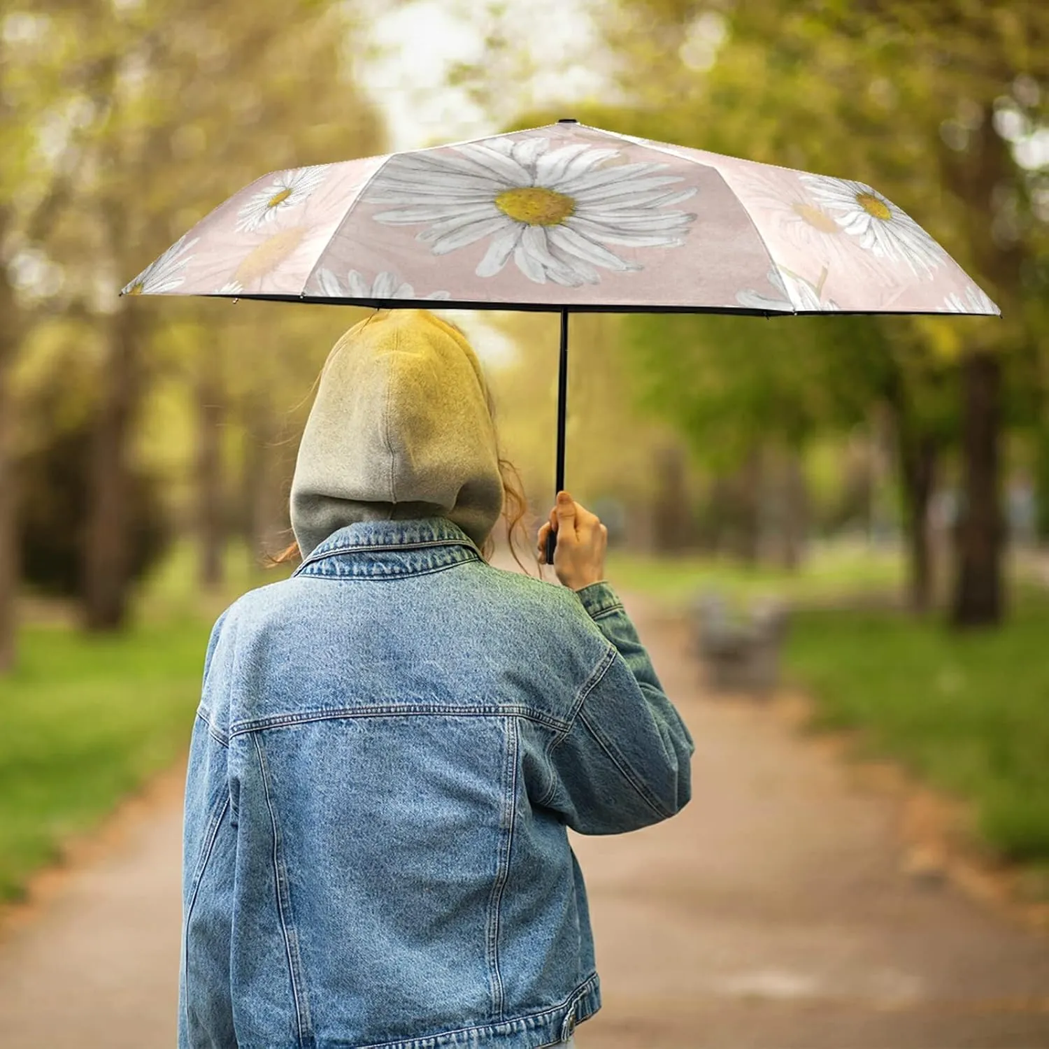 Oyihfvs Parasol Folding Umbrella, Reinforced Windproof Waterproof, Portable Compact Anti-UV Sun Rain Protection for Travel Outdoor