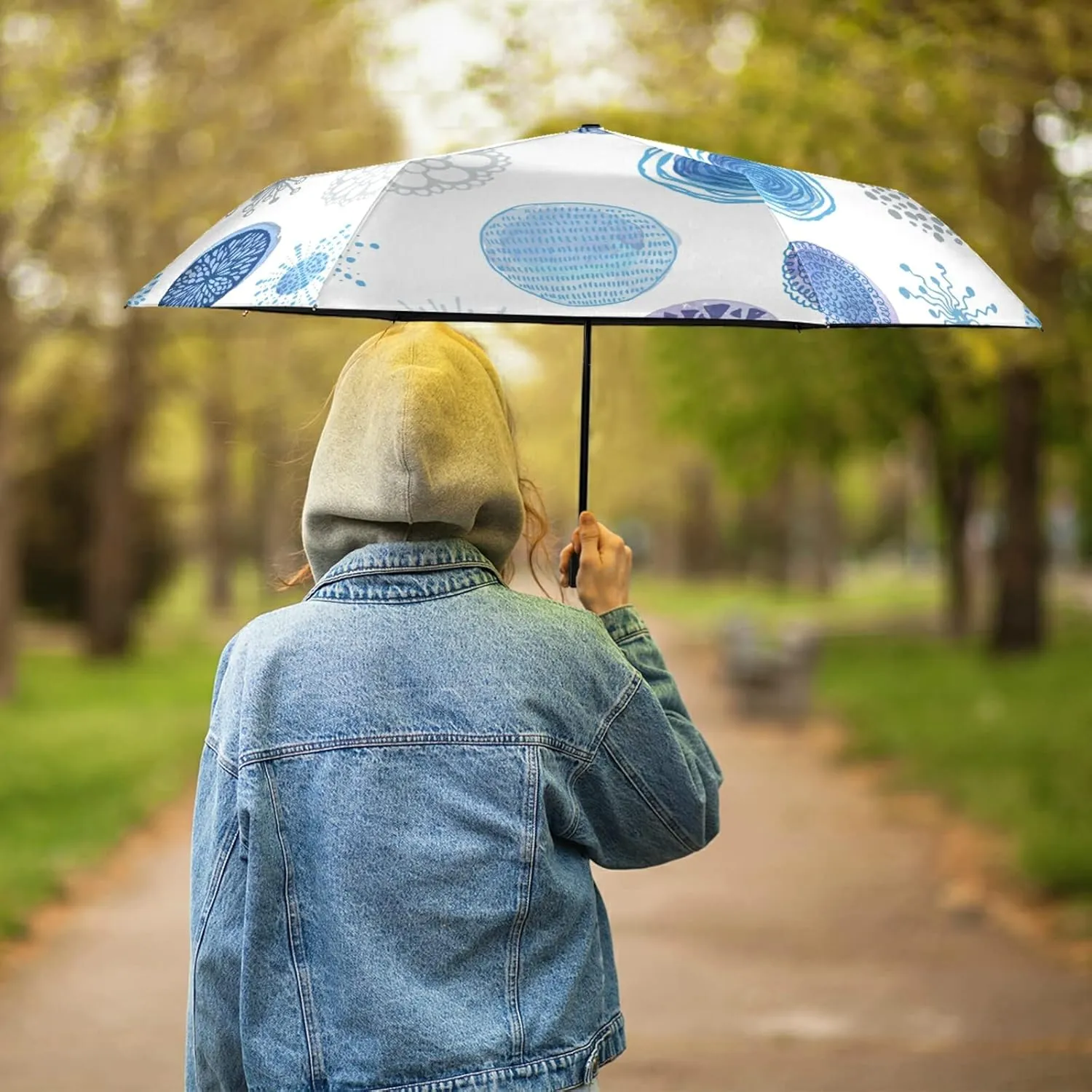 Oyihfvs Parasol Folding Umbrella, Reinforced Windproof Waterproof, Portable Compact Anti-UV Sun Rain Protection for Travel Outdoor