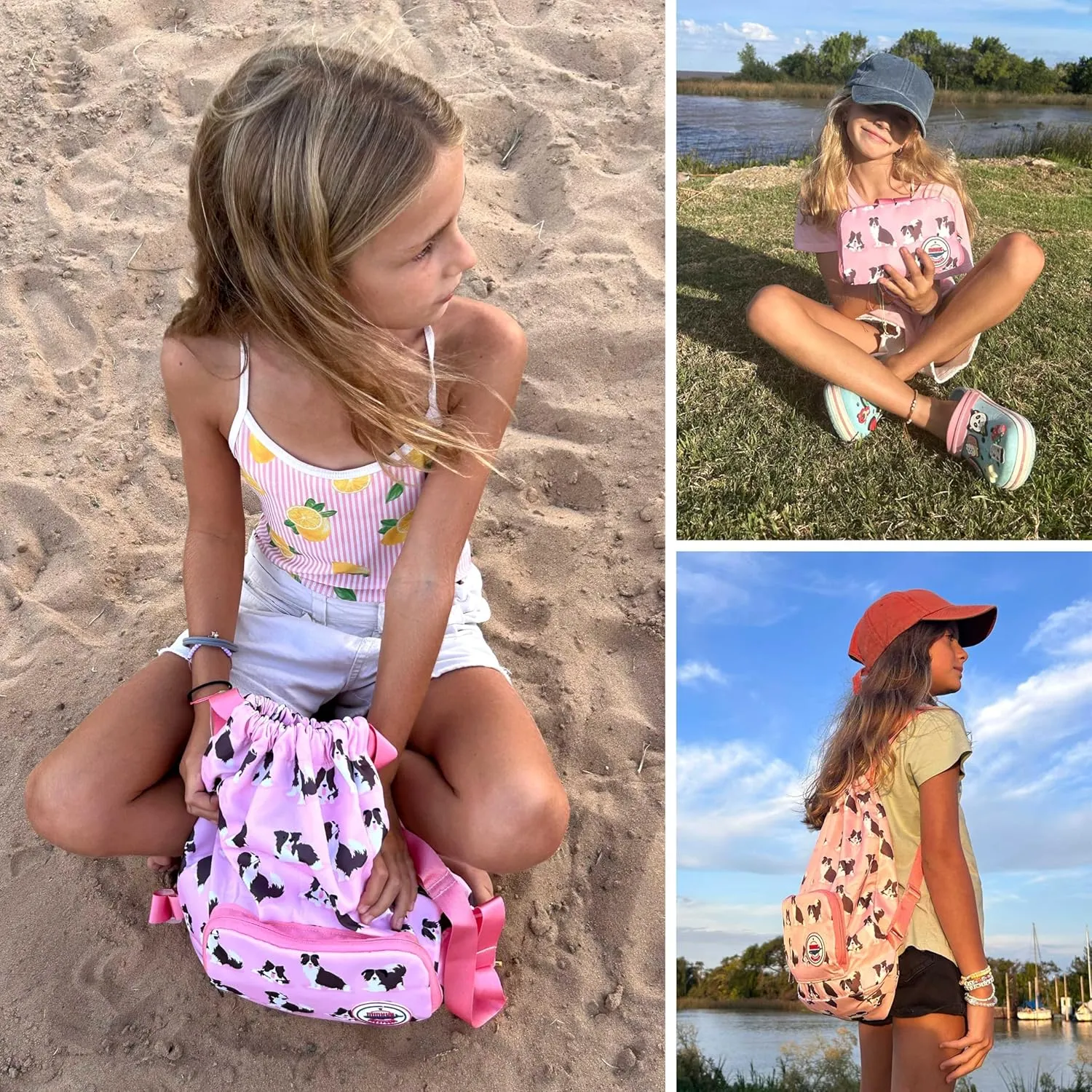 Packable Waterproof Drawstring Backpack for Kids – Foldable Lightweight. Travel Gym Beach Swim Bag for Boys Girls (Airplane)