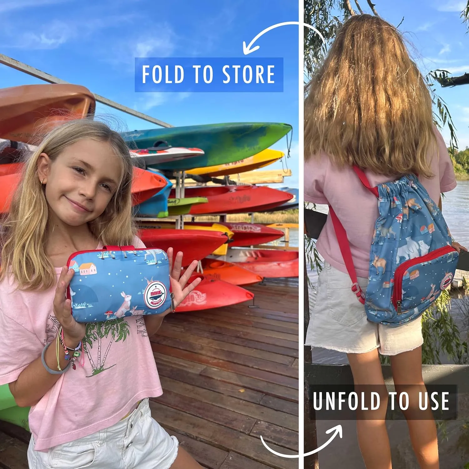 Packable Waterproof Drawstring Backpack for Kids – Foldable Lightweight. Travel Gym Beach Swim Bag for Boys Girls (Airplane)