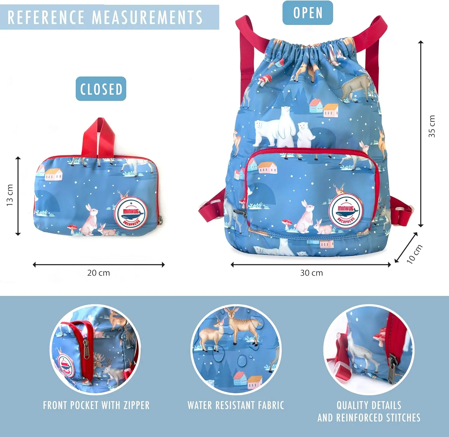 Packable Waterproof Drawstring Backpack for Kids – Foldable Lightweight. Travel Gym Beach Swim Bag for Boys Girls (Airplane)
