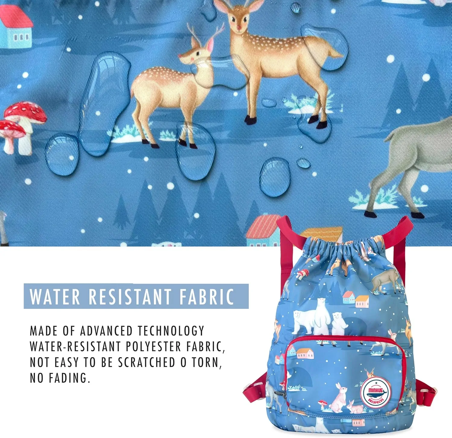 Packable Waterproof Drawstring Backpack for Kids – Foldable Lightweight. Travel Gym Beach Swim Bag for Boys Girls (Airplane)