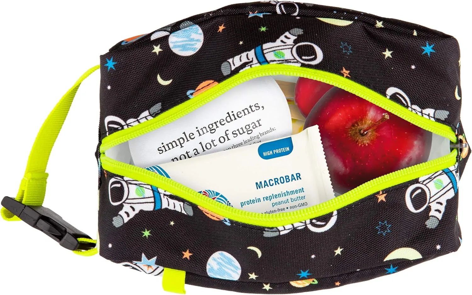 PackIt Freezable Snack Box, Spaceman, Built with EcoFreeze Technology, Collapsible, Reusable, Zip Closure with Buckle Handle, Great for All Ages and Fresh Snacks on the go