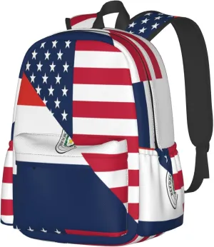 Paraguay American Flag Half Paraguayan Laptop Backpack Work Travel Backpacks Business Rucksack Casual Outdoor Daypack with Adjustable Strap Bags for Sports Office Gym Hiking
