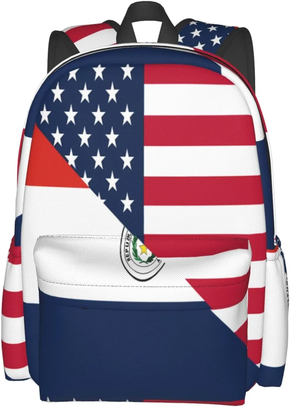 Paraguay American Flag Half Paraguayan Laptop Backpack Work Travel Backpacks Business Rucksack Casual Outdoor Daypack with Adjustable Strap Bags for Sports Office Gym Hiking