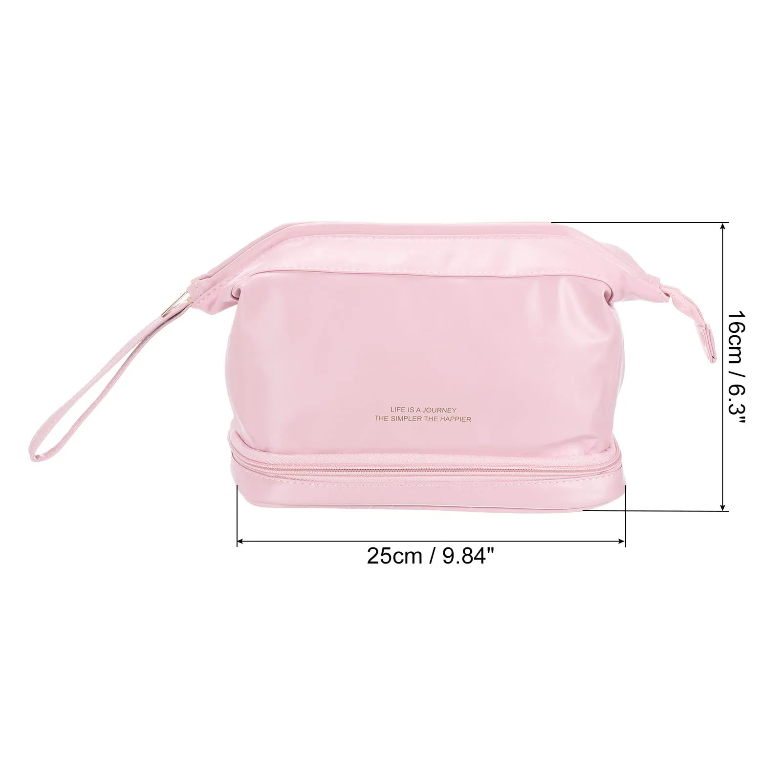 PATIKIL Travel Makeup Bag, Portable Large Capacity Toiletry Bag Double Layer Leather Cosmetic Bag for Women, Pink