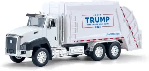 Patriotic Pull-Back Garbage Truck Toy - Trump Garbage Truck Collectibles, 7.8 Inch ABS Plastic Vehicle for Kids, Fun Collectible Car for Pretend Play and Racing
