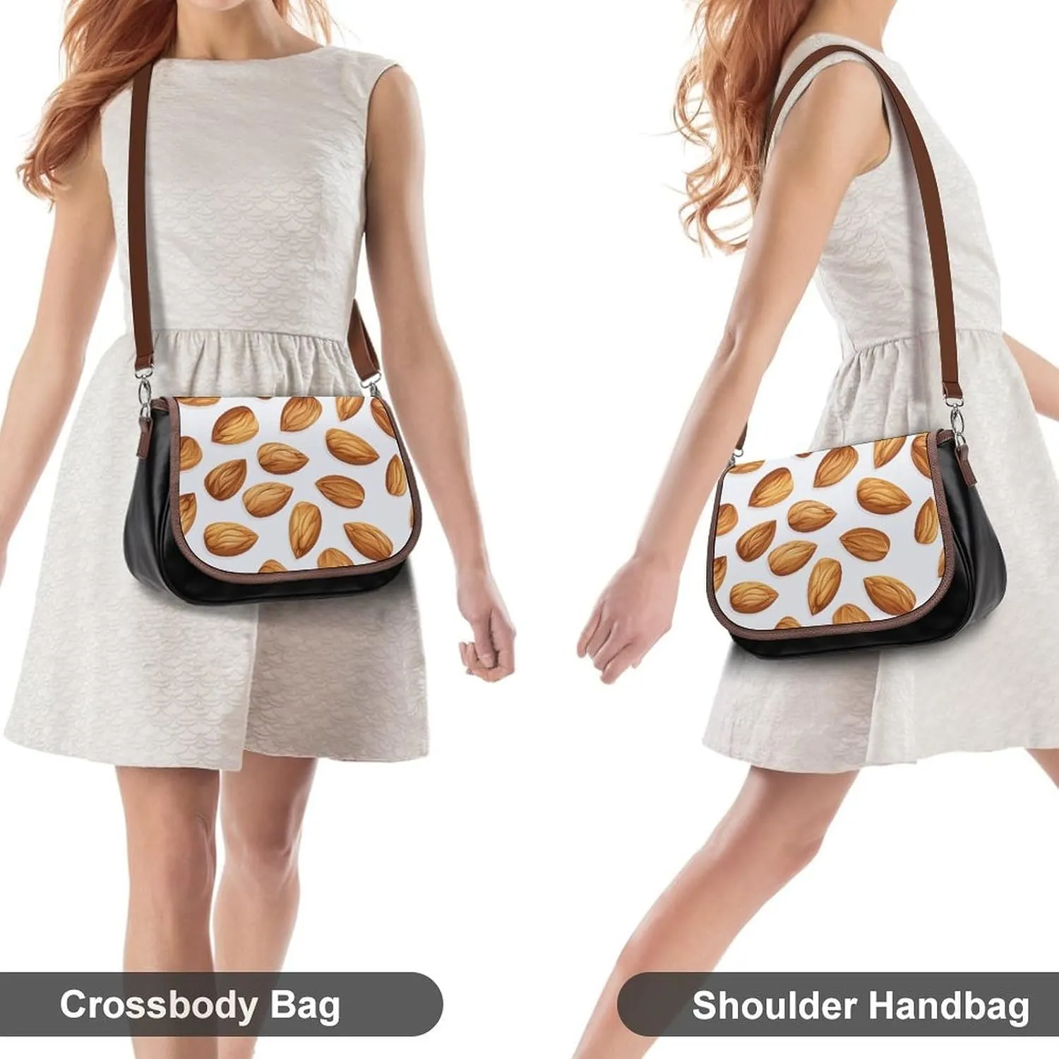 Peach Cat Pattern Crossbody Bags for Women Travel Shoulder Bag Small Leather Cross Body Handbags