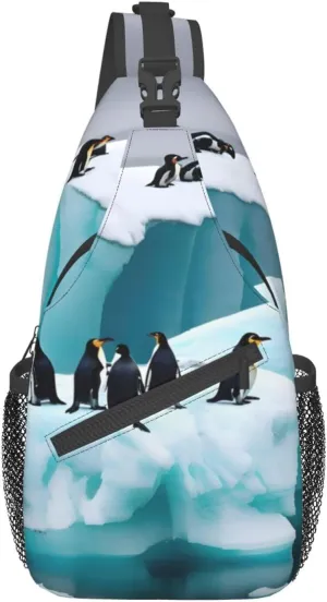 Penguins On The Iceberg Unisex Casual Diagonal Chest Bag,Multipurpose Crossbody Shoulder Bag Travel Hiking Daypack