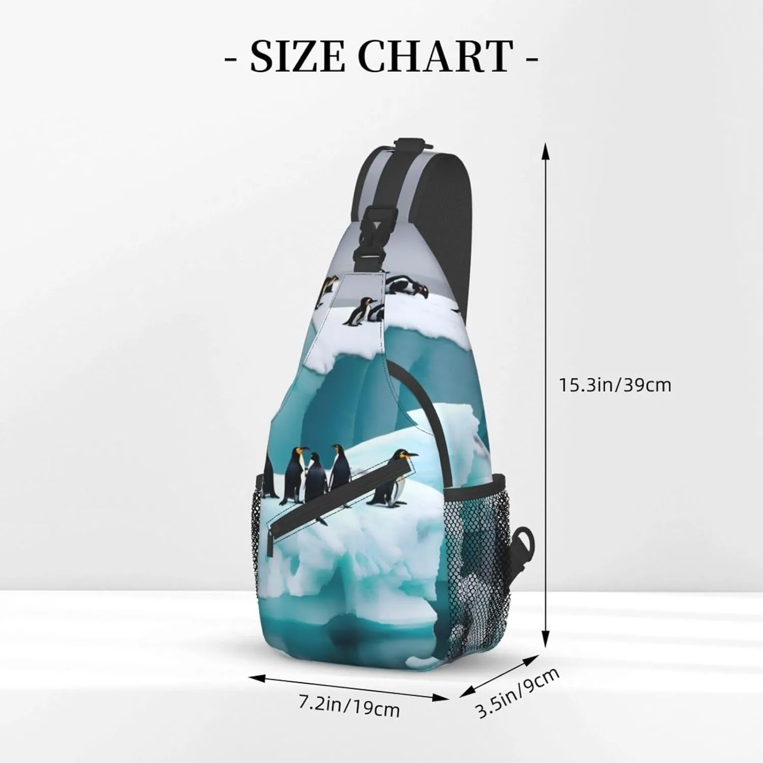 Penguins On The Iceberg Unisex Casual Diagonal Chest Bag,Multipurpose Crossbody Shoulder Bag Travel Hiking Daypack