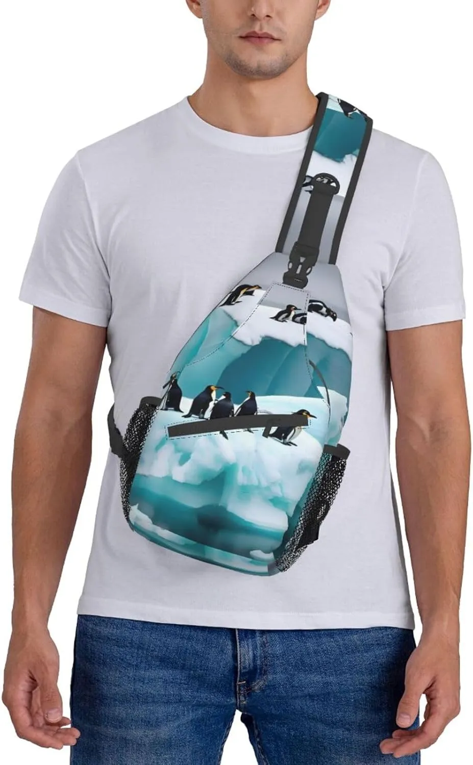 Penguins On The Iceberg Unisex Casual Diagonal Chest Bag,Multipurpose Crossbody Shoulder Bag Travel Hiking Daypack