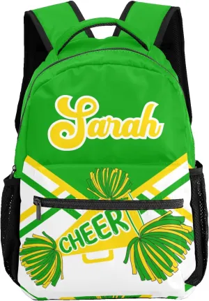 Personalized Back to School Gifts Bags Custom Name Backpack for Boys Girls Kids' Backpack Daily Cheer Green Gold Yellow Cheerleading Casual Pack