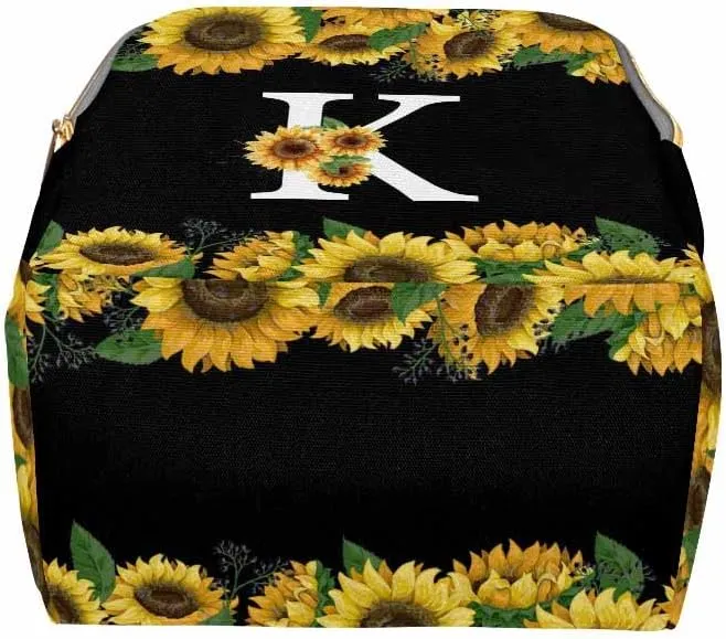 Personalized Backpack with Name, Custom Diaper Bag Warm Sunflower with Initial Fashion Multi-Function Nursing Bags Shoulder Bag Casual Daypack Bag for Mom Shopping Present