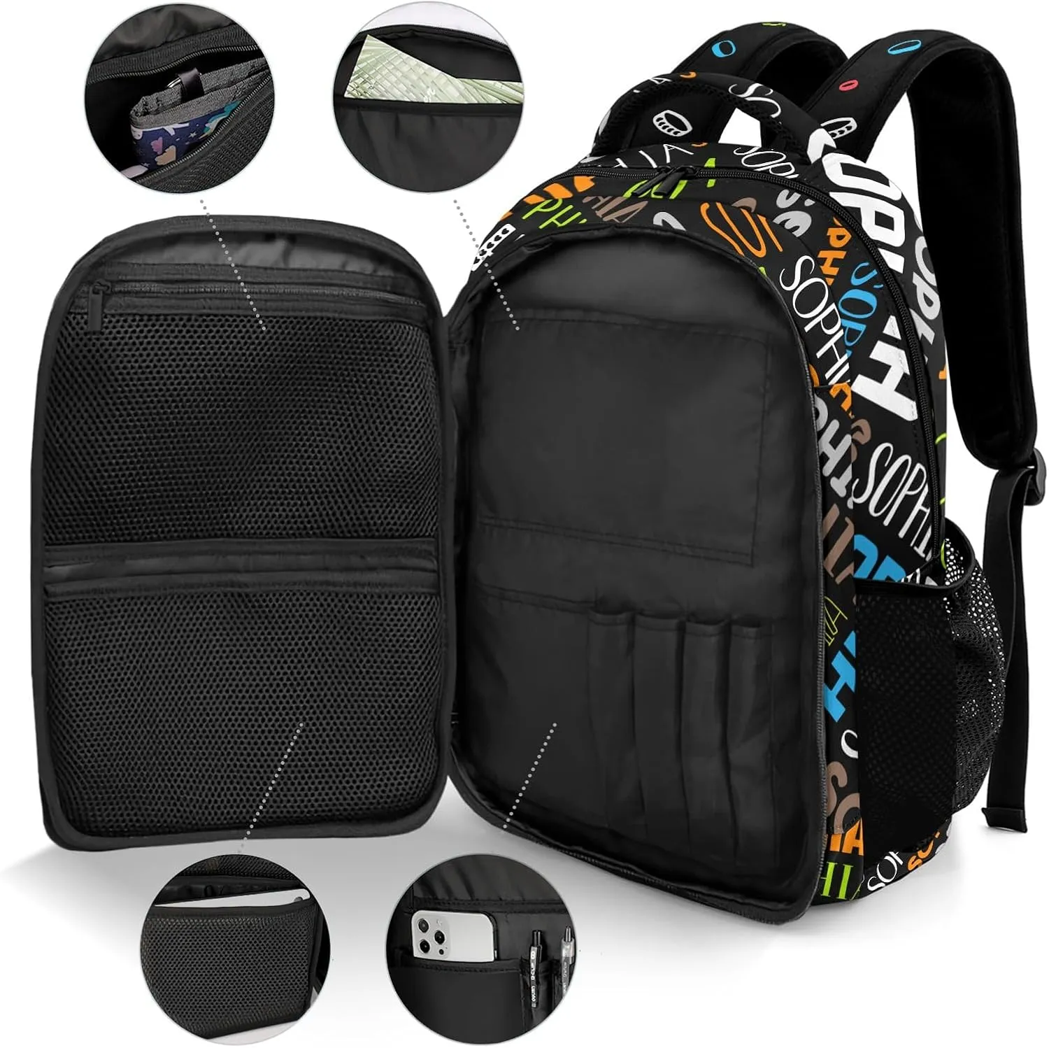 Personalized Backpacks for Girls - Custom Backpack for School Back To School Supplies Bookbag for Teen Girls Boys Kids Backpacks - Black Backpack