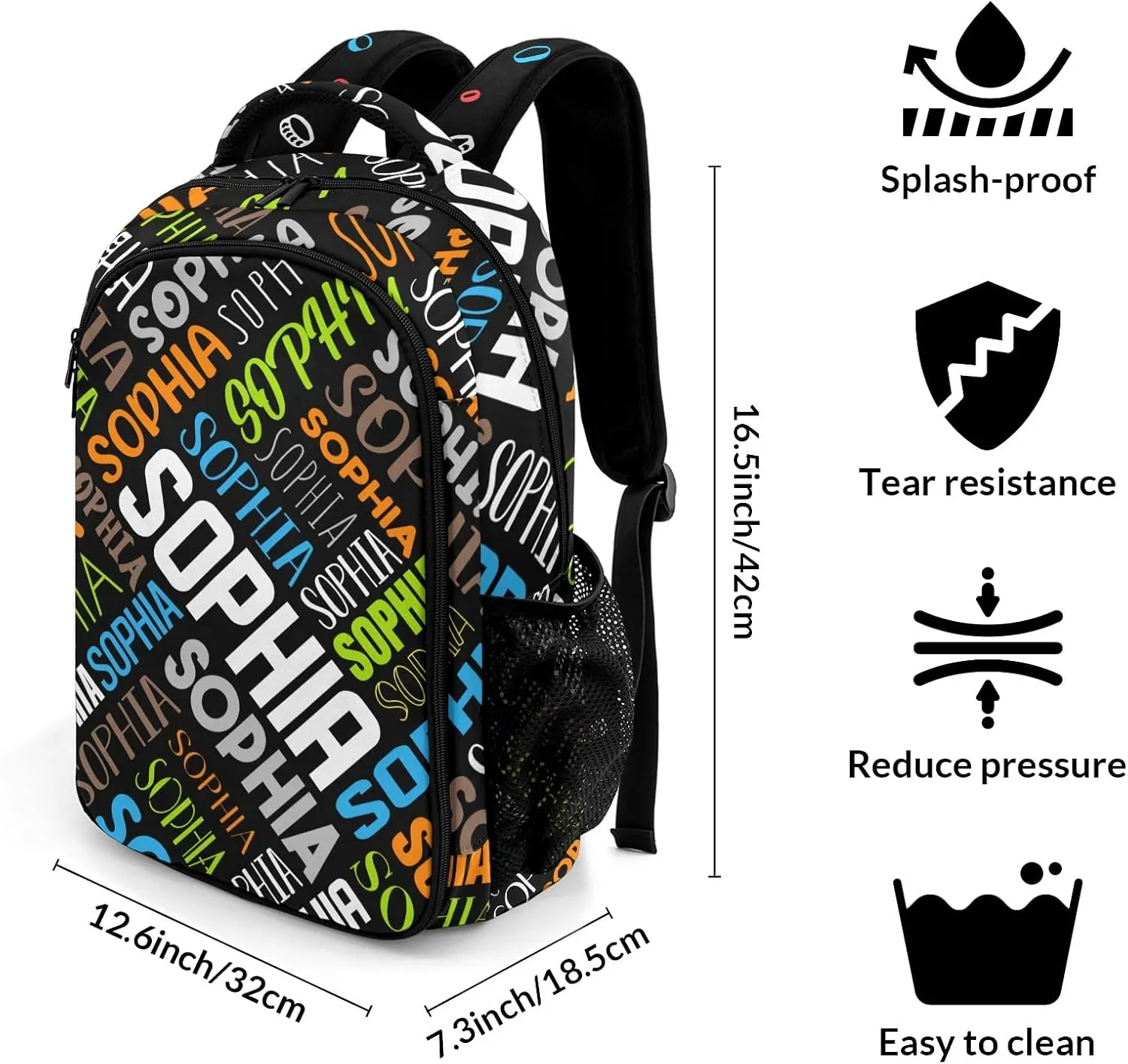 Personalized Backpacks for Girls - Custom Backpack for School Back To School Supplies Bookbag for Teen Girls Boys Kids Backpacks - Black Backpack