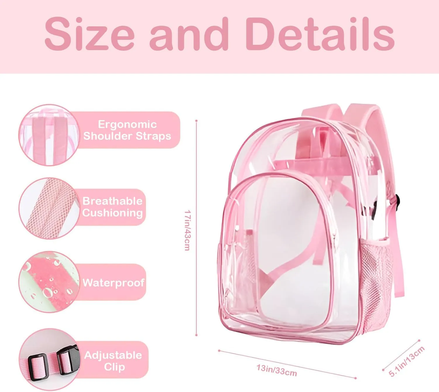 Personalized Clear Backpacks with Name, Custom Letter Clear Backpack for Gifts, with Reinforced Strap & Large Capacity PVC Transparent Waterproof Backpacks for Travel Camping Work